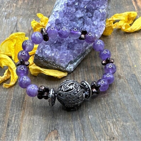 Alquimia Silver and Purple Bracelet with Intricate Design - Picture 1 of 1